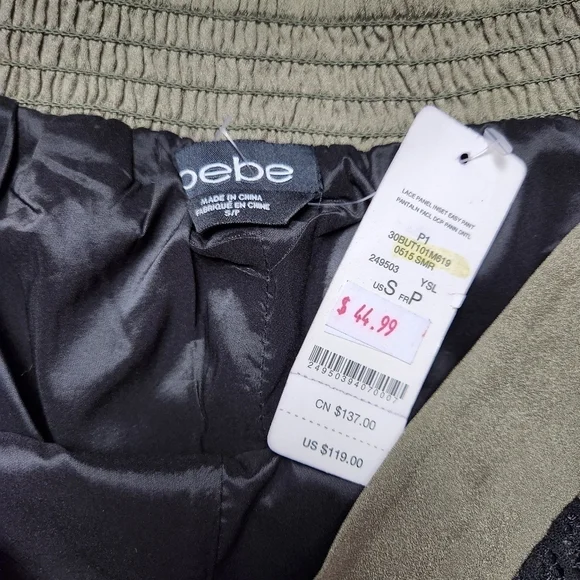Dress pants Going out Joggers Green color Lace tapered leg BEBE  NWT - Picture 14 of 16